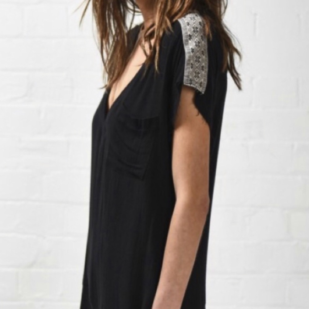 One Teaspoon black embroidered romper